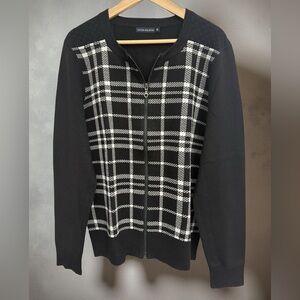 Classic Black and White Plaid Cardigan